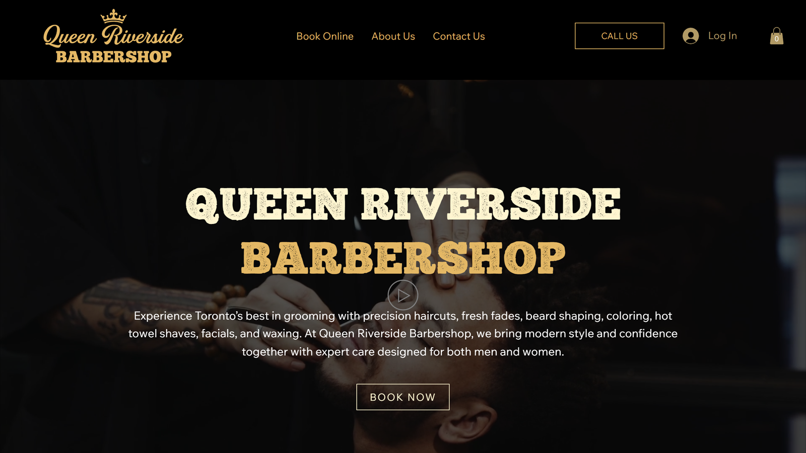 Queen Riverside Barbershop website with one-tap booking